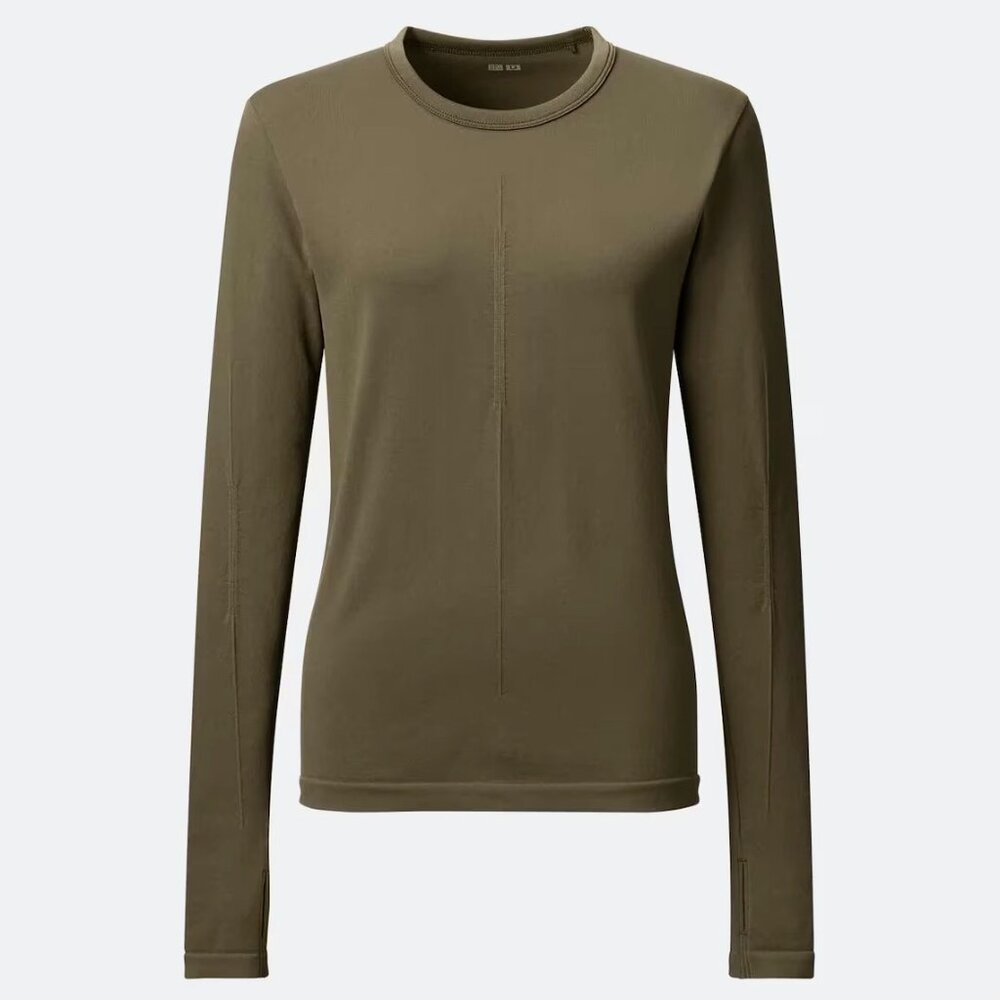 UNIQLO U LEMAIRE AIRISM UV PROTECTION LONG-SLEEVE T-SHIRT OLIVE GREEN SMALL